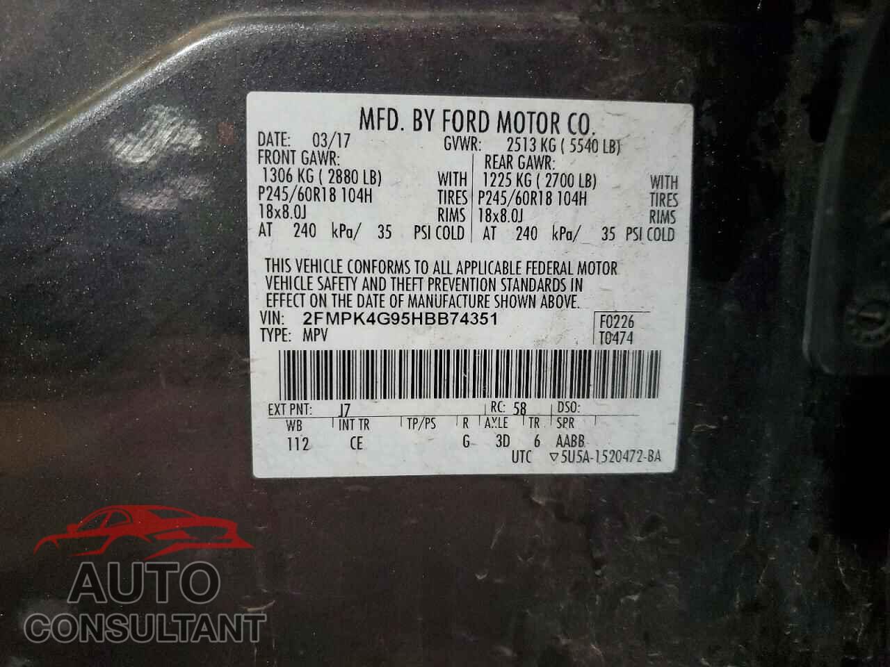 FORD EDGE 2017 - 2FMPK4G95HBB74351