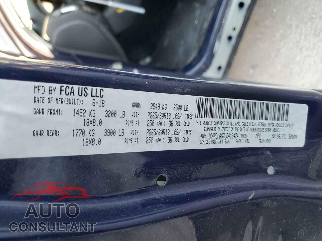 DODGE DURANGO 2018 - 1C4RDHAG7JC413474