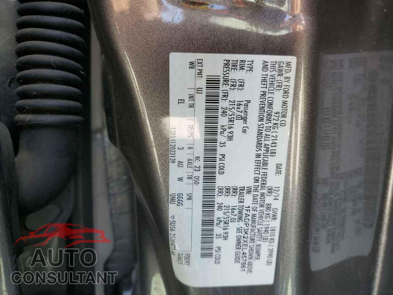 FORD FOCUS 2014 - 1FADP3K2XEL457861