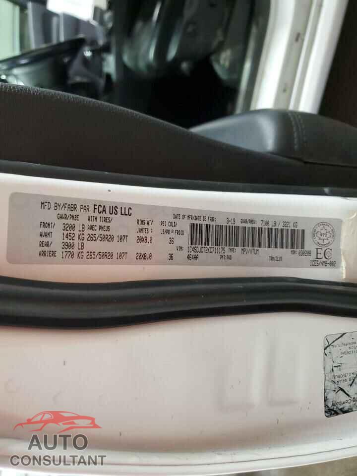 DODGE DURANGO 2019 - 1C4SDJCT2KC711175