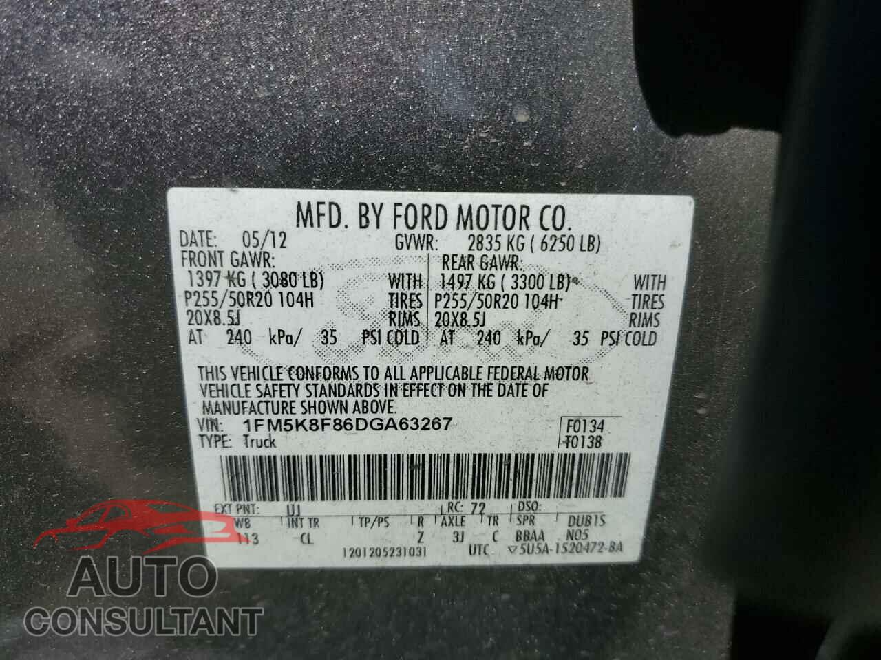 FORD EXPLORER 2013 - 1FM5K8F86DGA63267