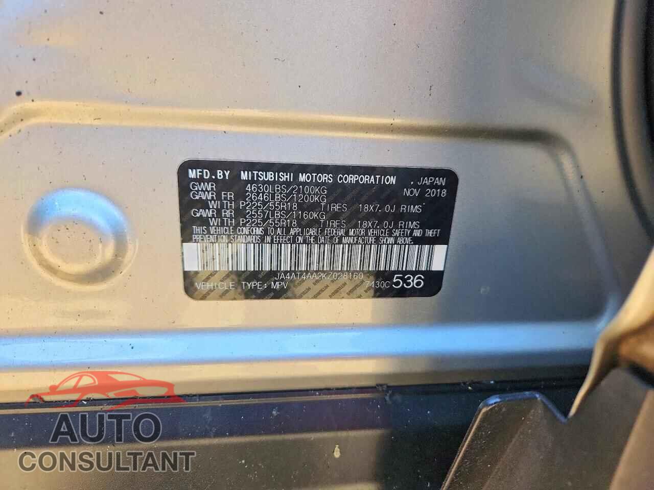 MITSUBISHI ECLIPSE 2019 - JA4AT4AA2KZ028160