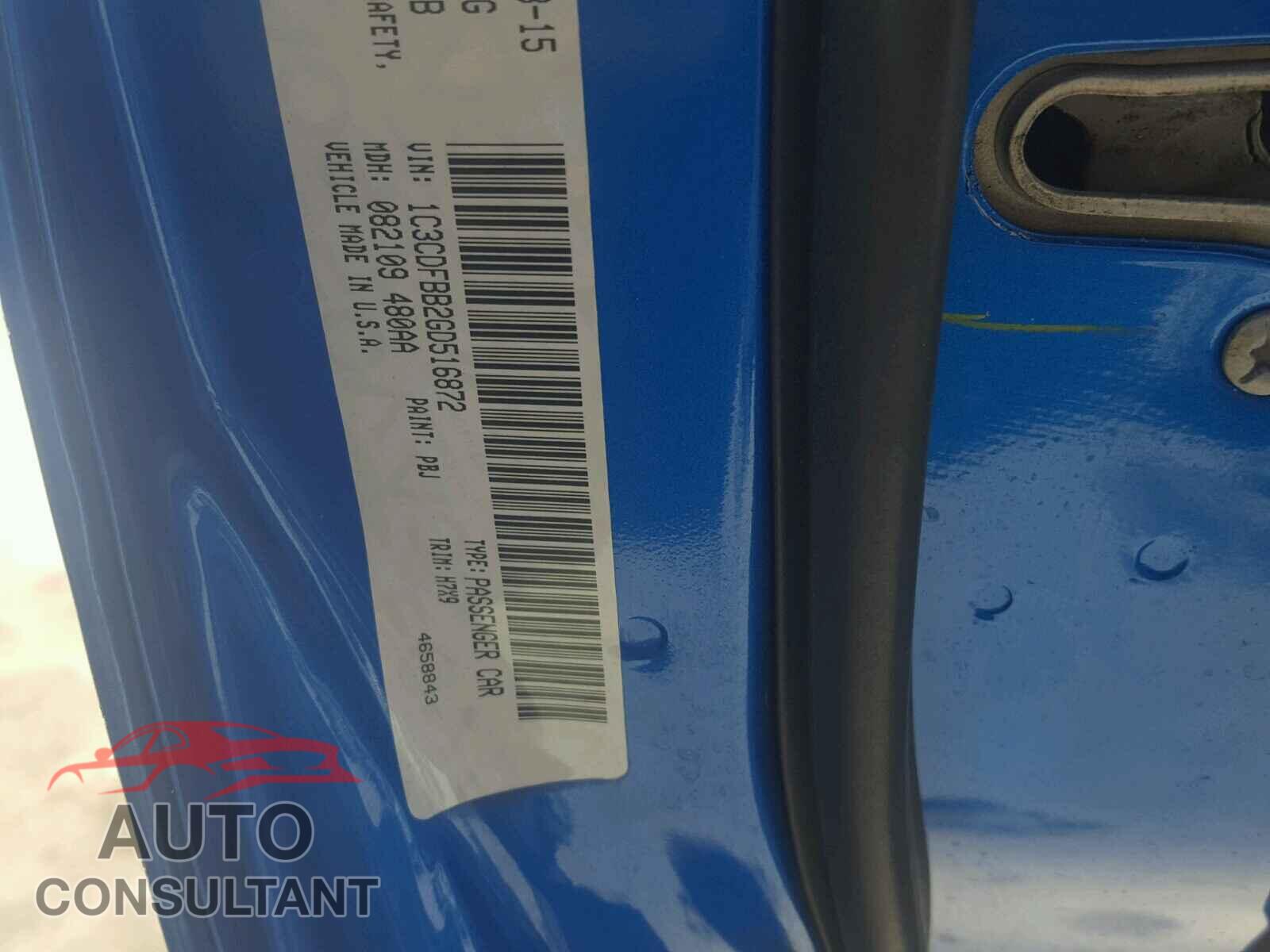 DODGE DART 2016 - 1C3CDFBB2GD516872