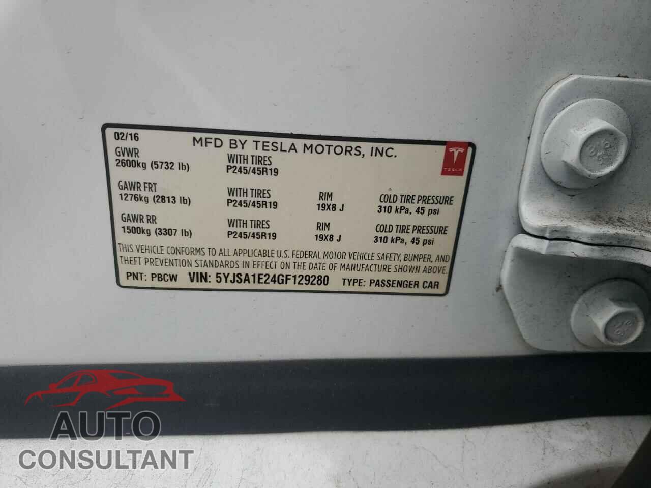 TESLA MODEL S 2016 - 5YJSA1E24GF129280