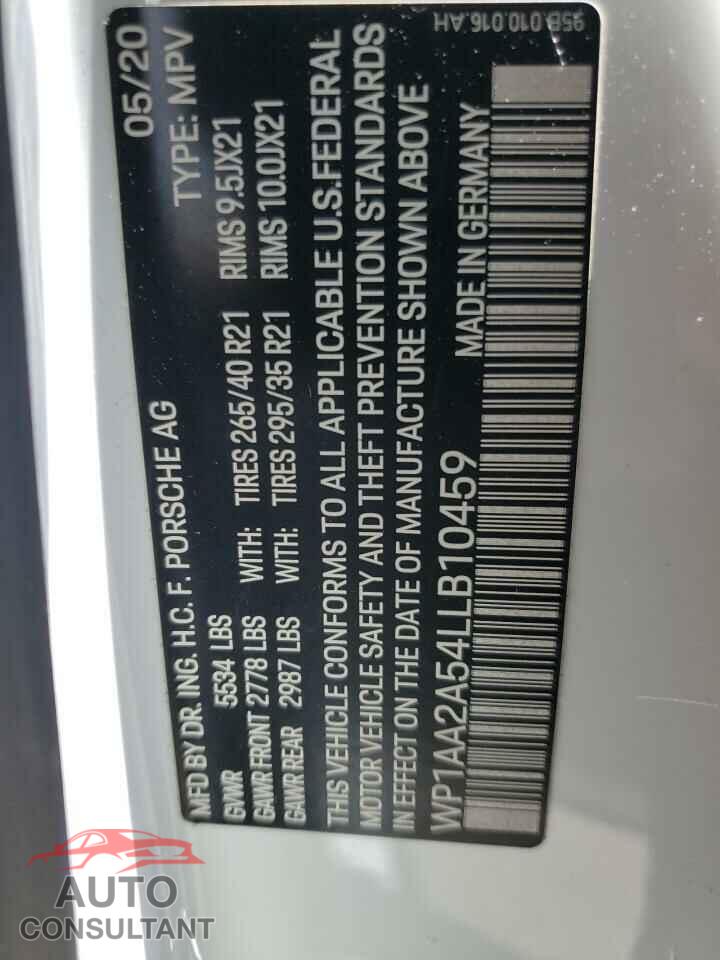 PORSCHE MACAN 2020 - WP1AA2A54LLB10459