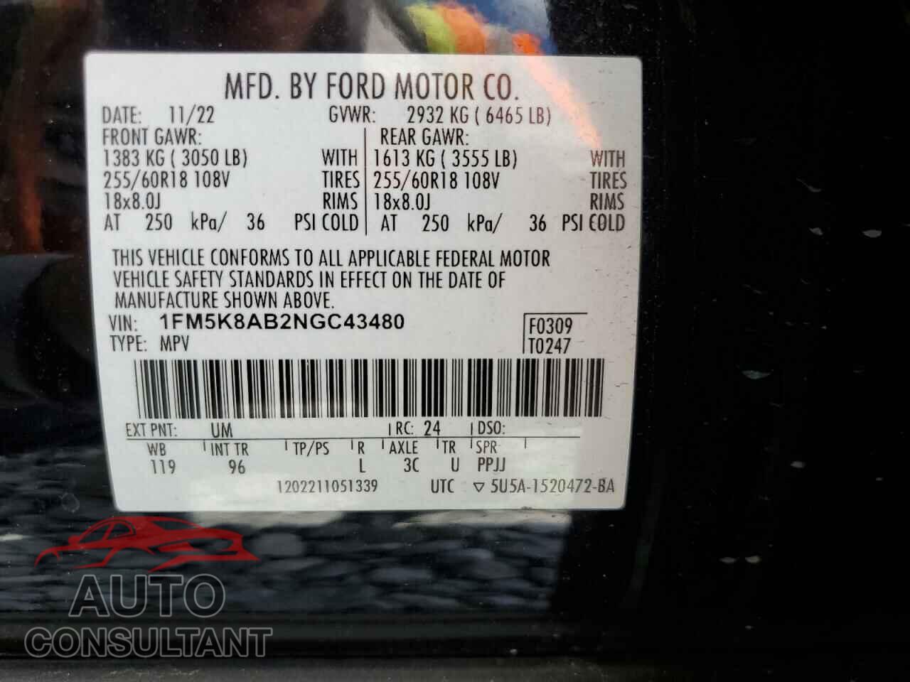 FORD EXPLORER 2022 - 1FM5K8AB2NGC43480