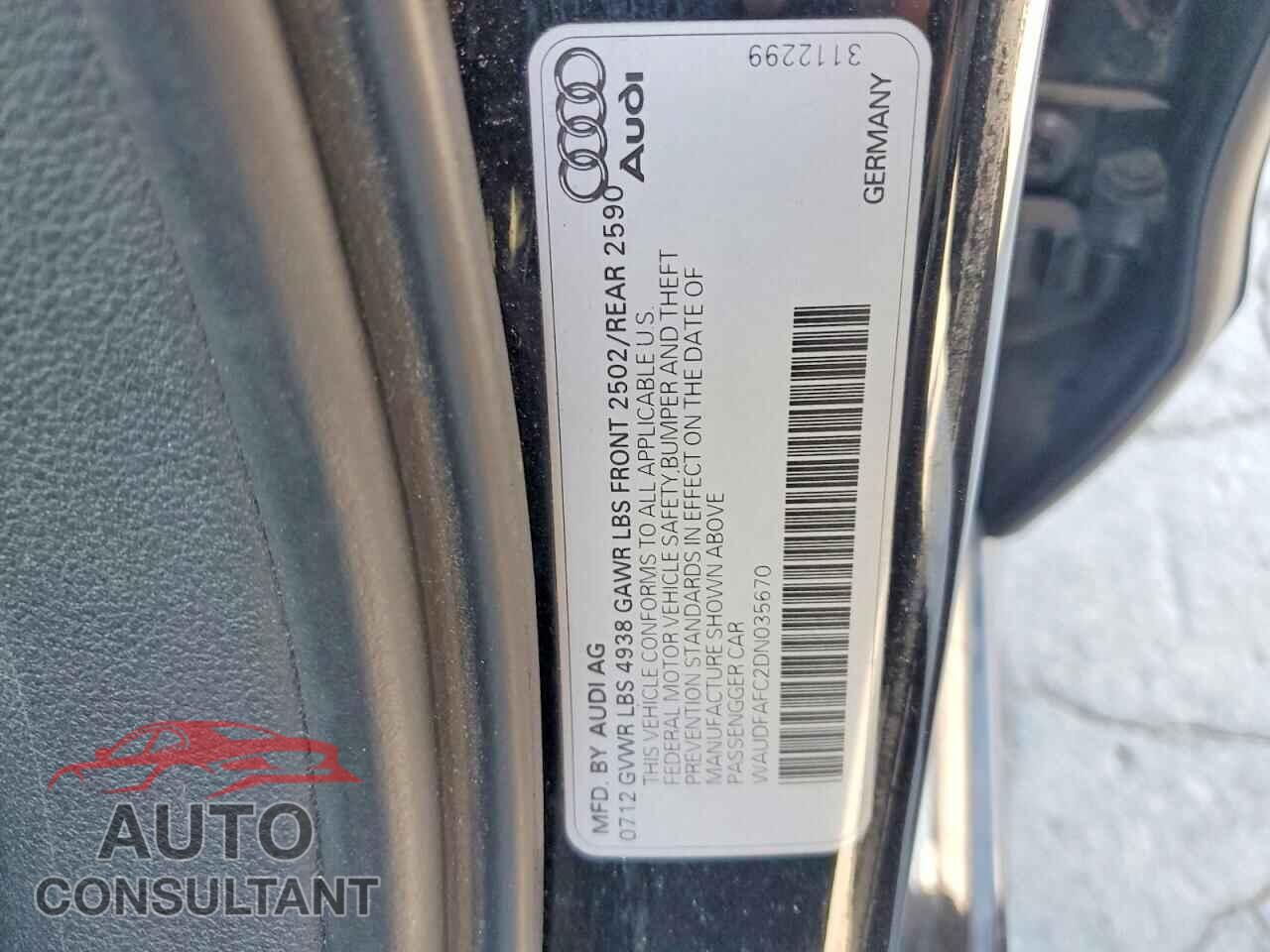 AUDI A6 2013 - WAUDFAFC2DN035670