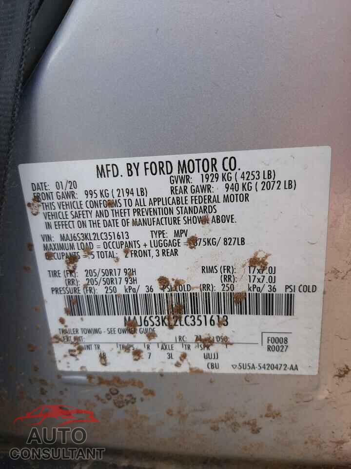 FORD ECOSPORT 2020 - MAJ6S3KL2LC351613