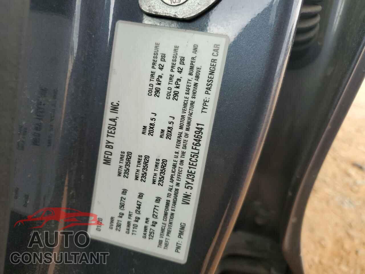 TESLA MODEL 3 2020 - 5YJ3E1EC5LF646941