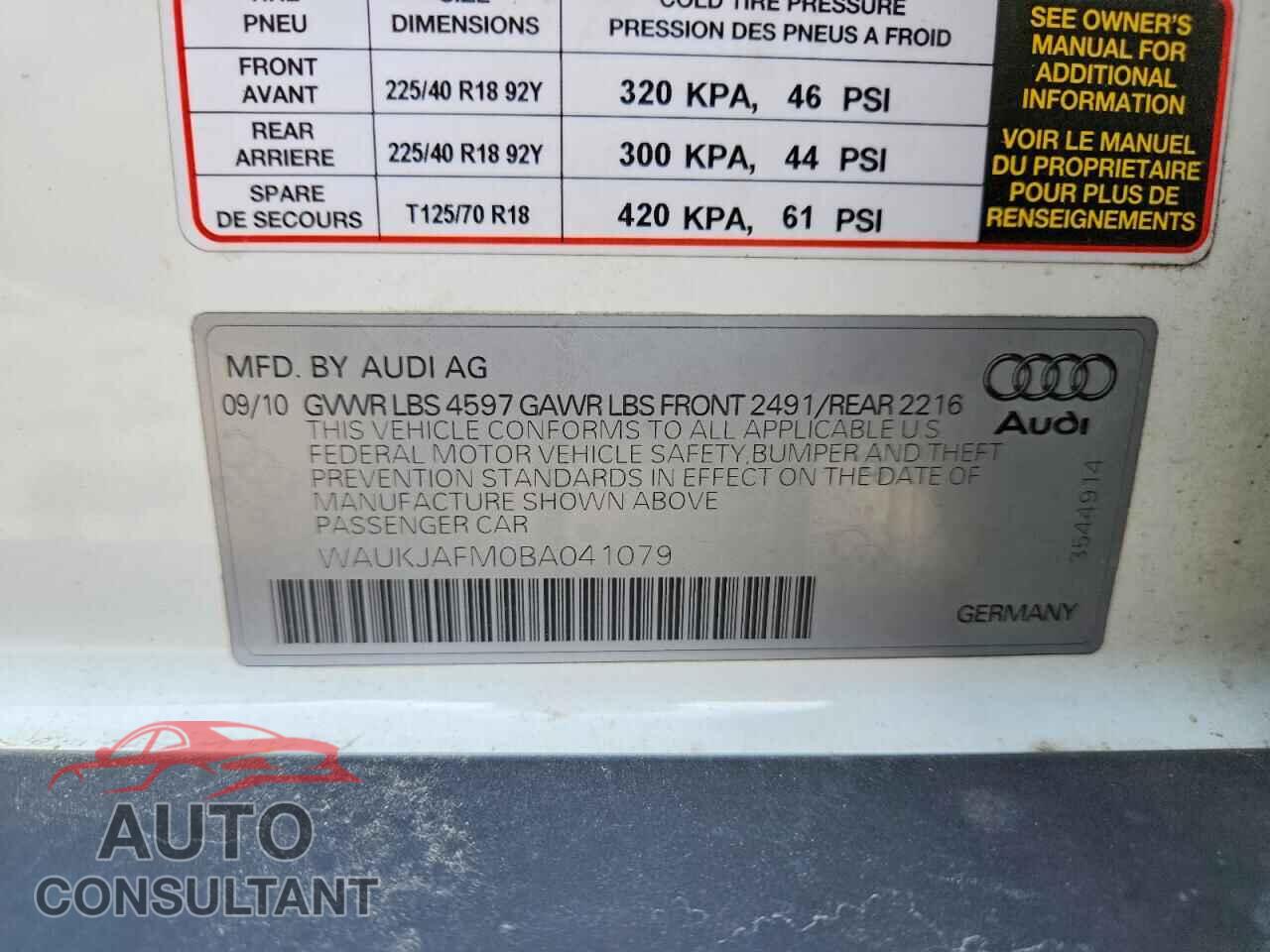 AUDI A3 2011 - WAUKJAFM0BA041079