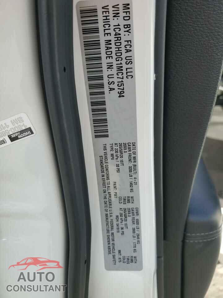 DODGE DURANGO 2021 - 1C4RDHDG1MC715794