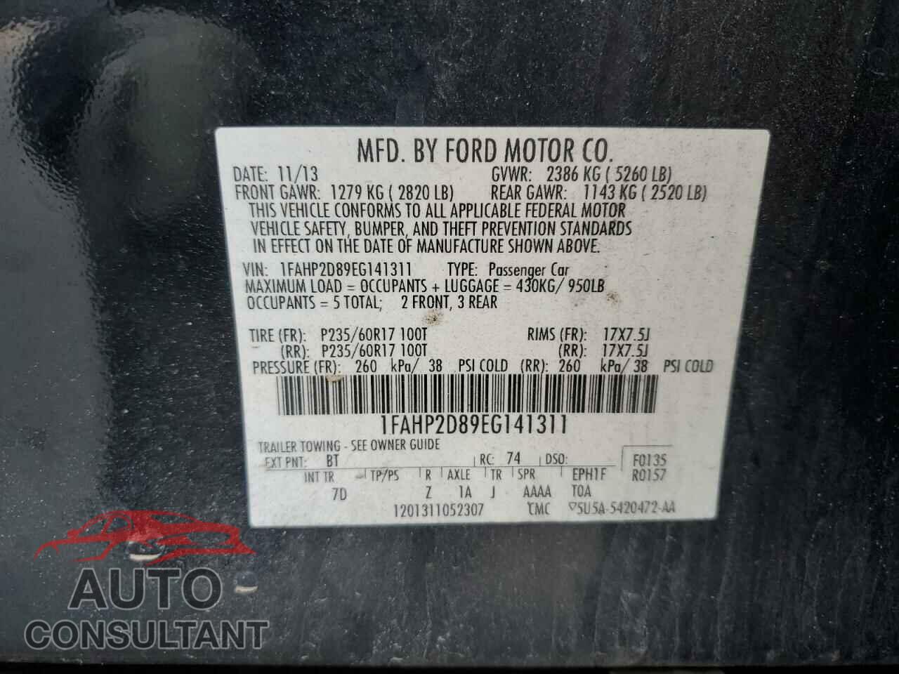 FORD TAURUS 2014 - 1FAHP2D89EG141311