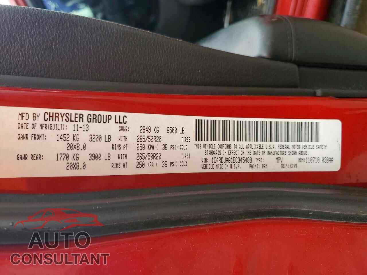 DODGE DURANGO 2014 - 1C4RDJAG1EC345489