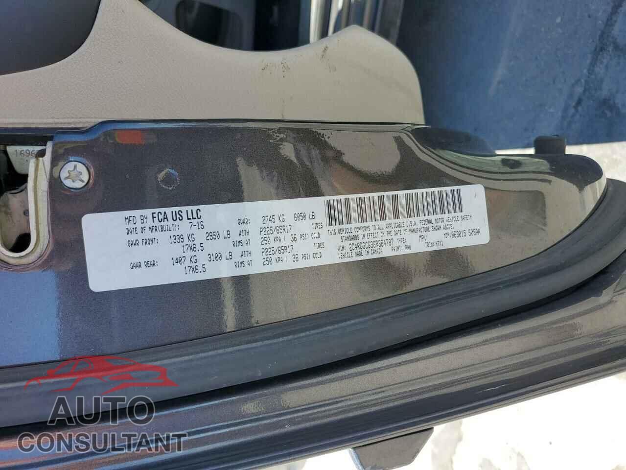 DODGE CARAVAN 2016 - 2C4RDGCG3GR384787