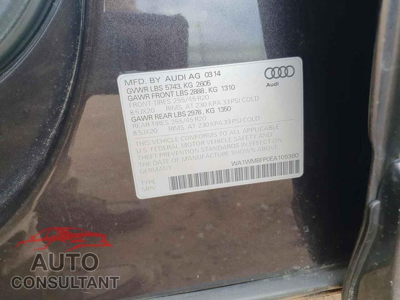AUDI Q5 2014 - WA1WMBFP0EA109360