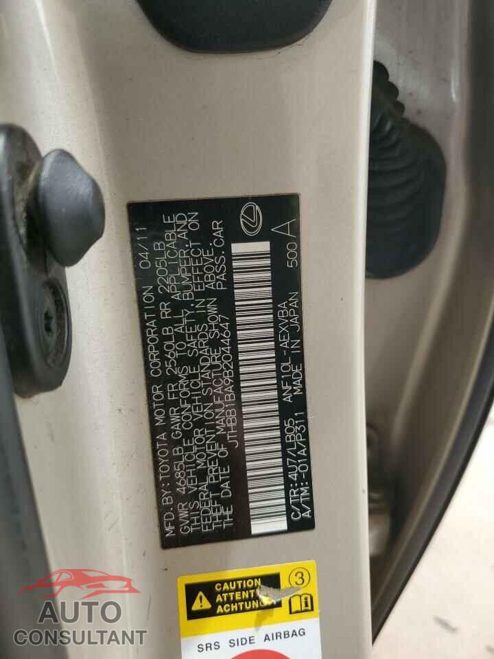 LEXUS HS 2011 - JTHBB1BA9B2044647