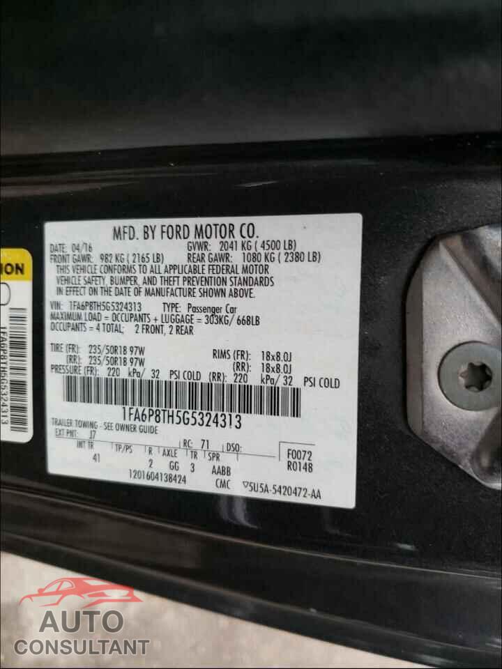 FORD MUSTANG 2016 - 1FA6P8TH5G5324313