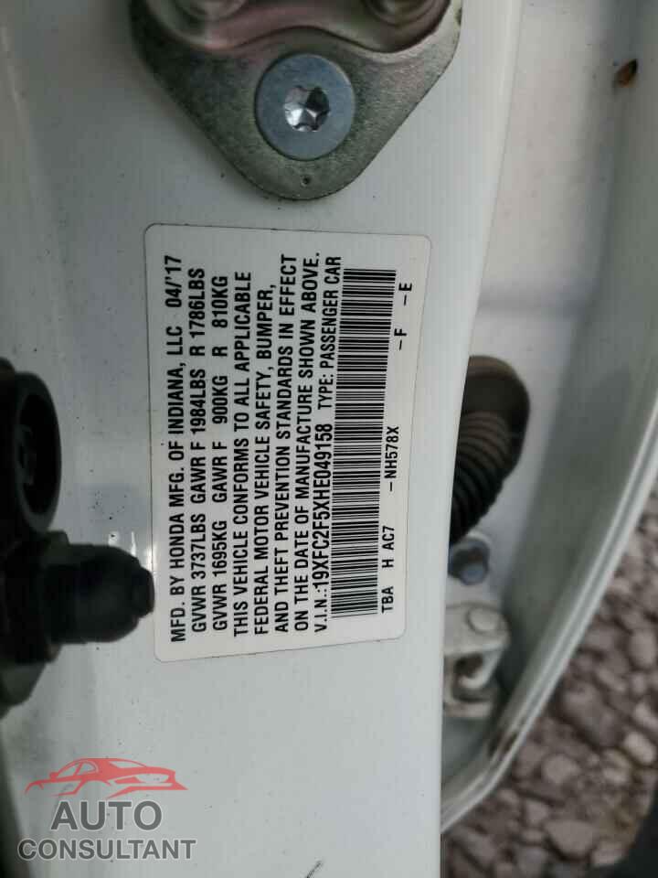 HONDA CIVIC 2017 - 19XFC2F5XHE049158
