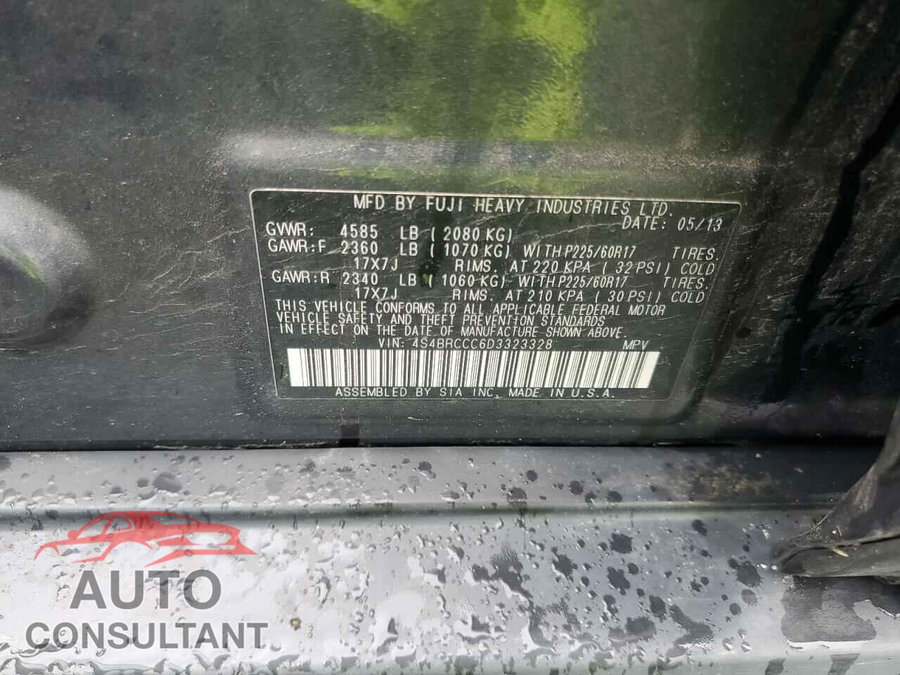 SUBARU OUTBACK 2013 - 4S4BRCCC6D3323328