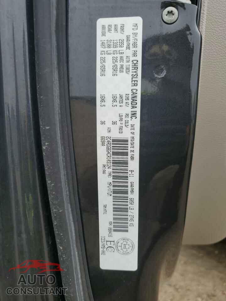 DODGE CARAVAN 2012 - 2C4RDGBG4CR103124