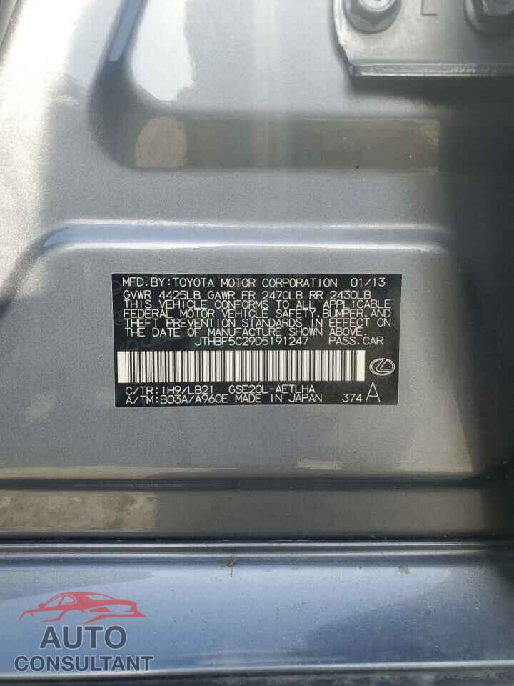 LEXUS IS 2013 - JTHBF5C29D5191247