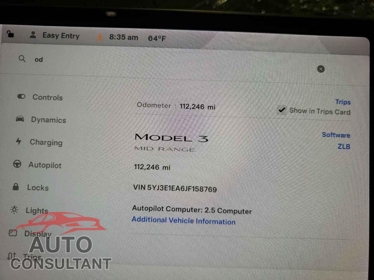 TESLA MODEL 3 2018 - 5YJ3E1EA6JF158769