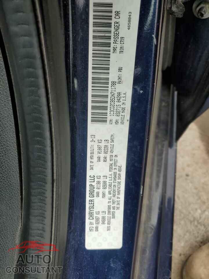 DODGE AVENGER 2013 - 1C3CDZCB5DN711788