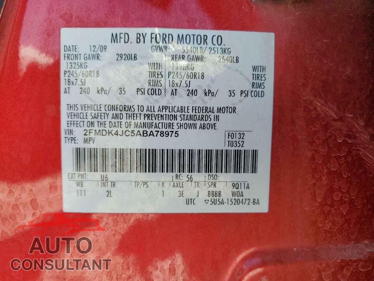 FORD EDGE 2010 - 2FMDK4JC5ABA78975