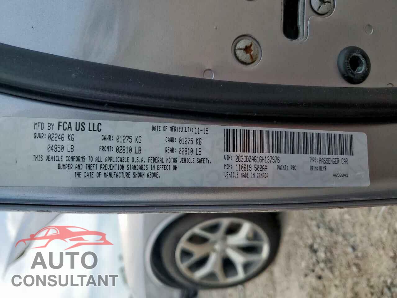 DODGE CHALLENGER 2016 - 2C3CDZAG1GH137976