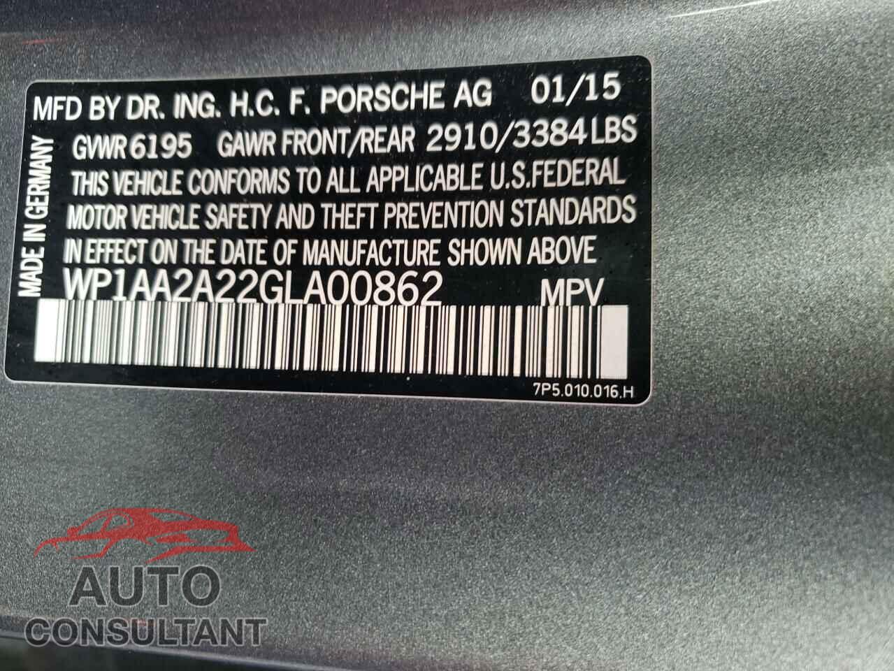 PORSCHE CAYENNE 2016 - WP1AA2A22GLA00862