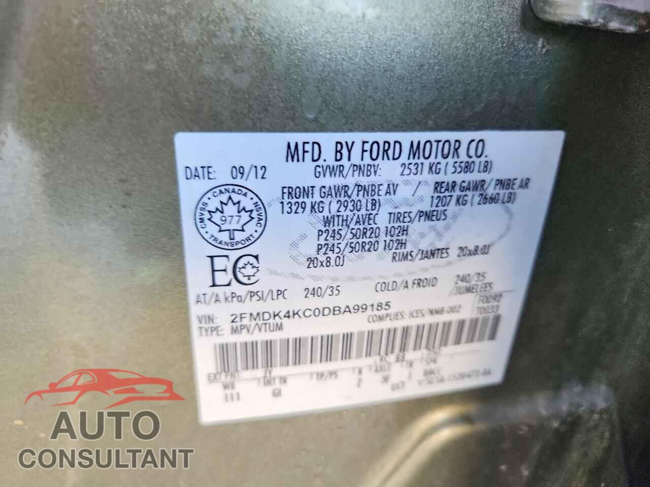 FORD EDGE 2013 - 2FMDK4KC0DBA99185