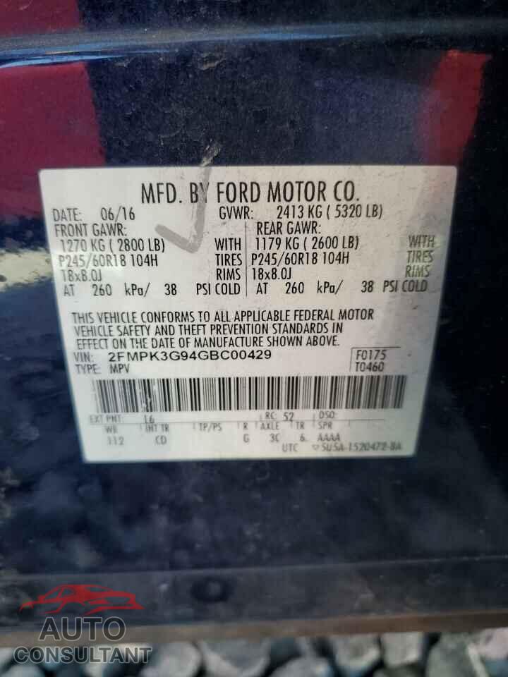 FORD EDGE 2016 - 2FMPK3G94GBC00429
