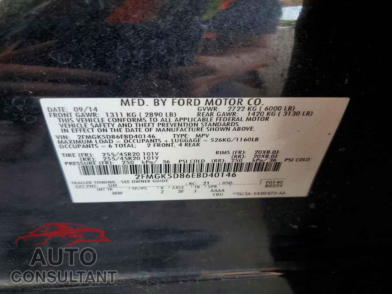 FORD FLEX 2014 - 2FMGK5D86EBD40146