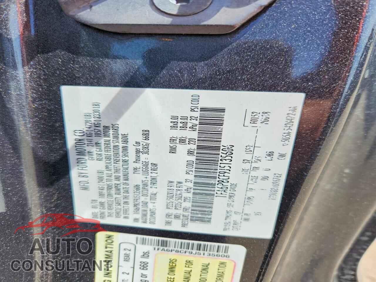 FORD MUSTANG 2018 - 1FA6P8CF9J5135606
