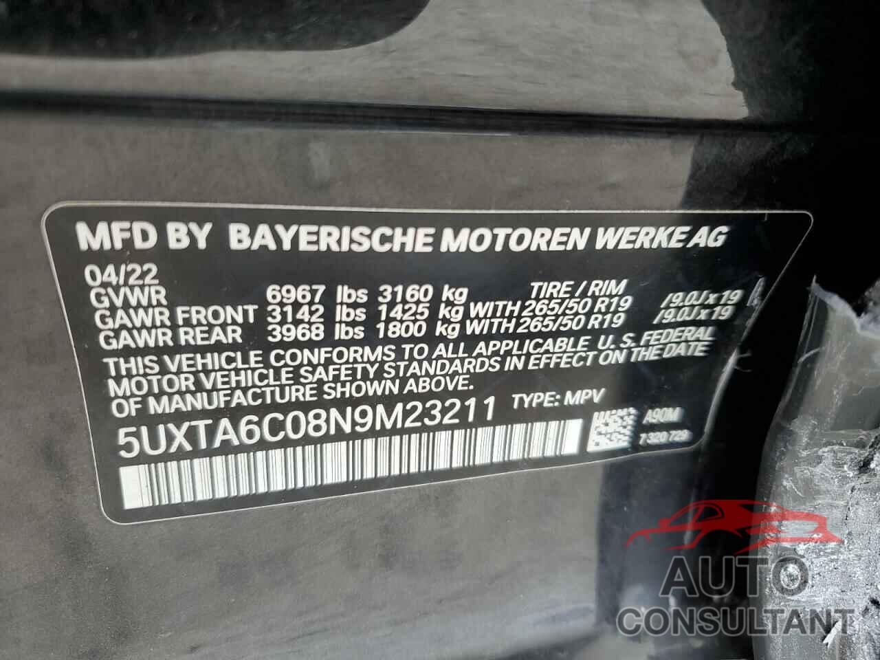 BMW X5 2022 - 5UXTA6C08N9M23211