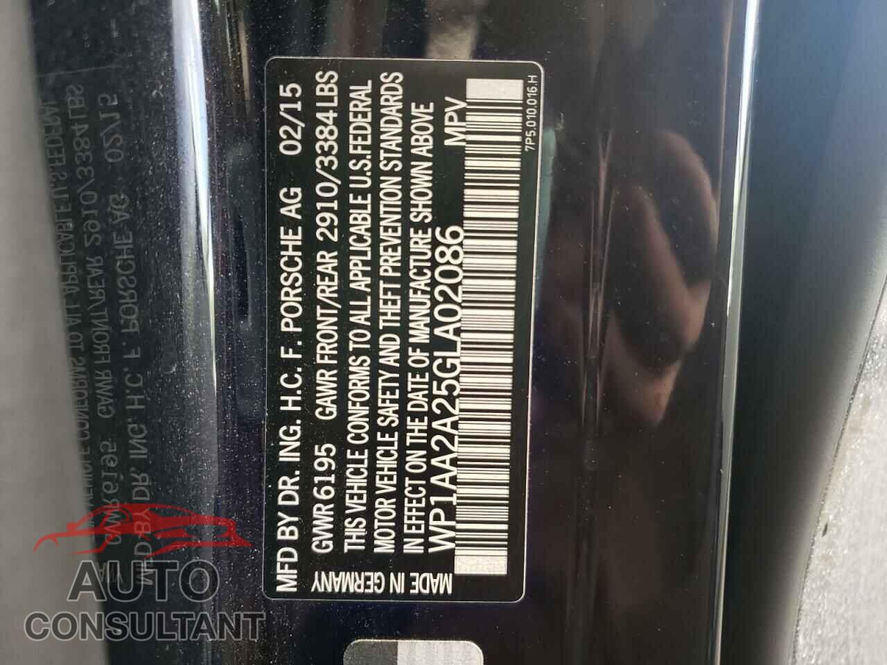 PORSCHE CAYENNE 2016 - WP1AA2A25GLA02086