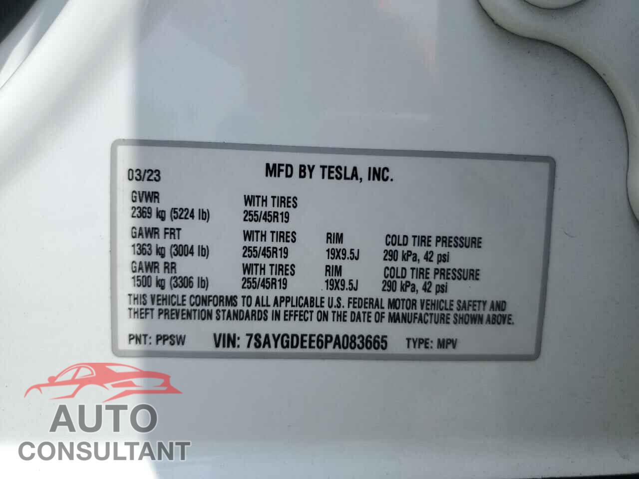TESLA MODEL Y 2023 - 7SAYGDEE6PA083665