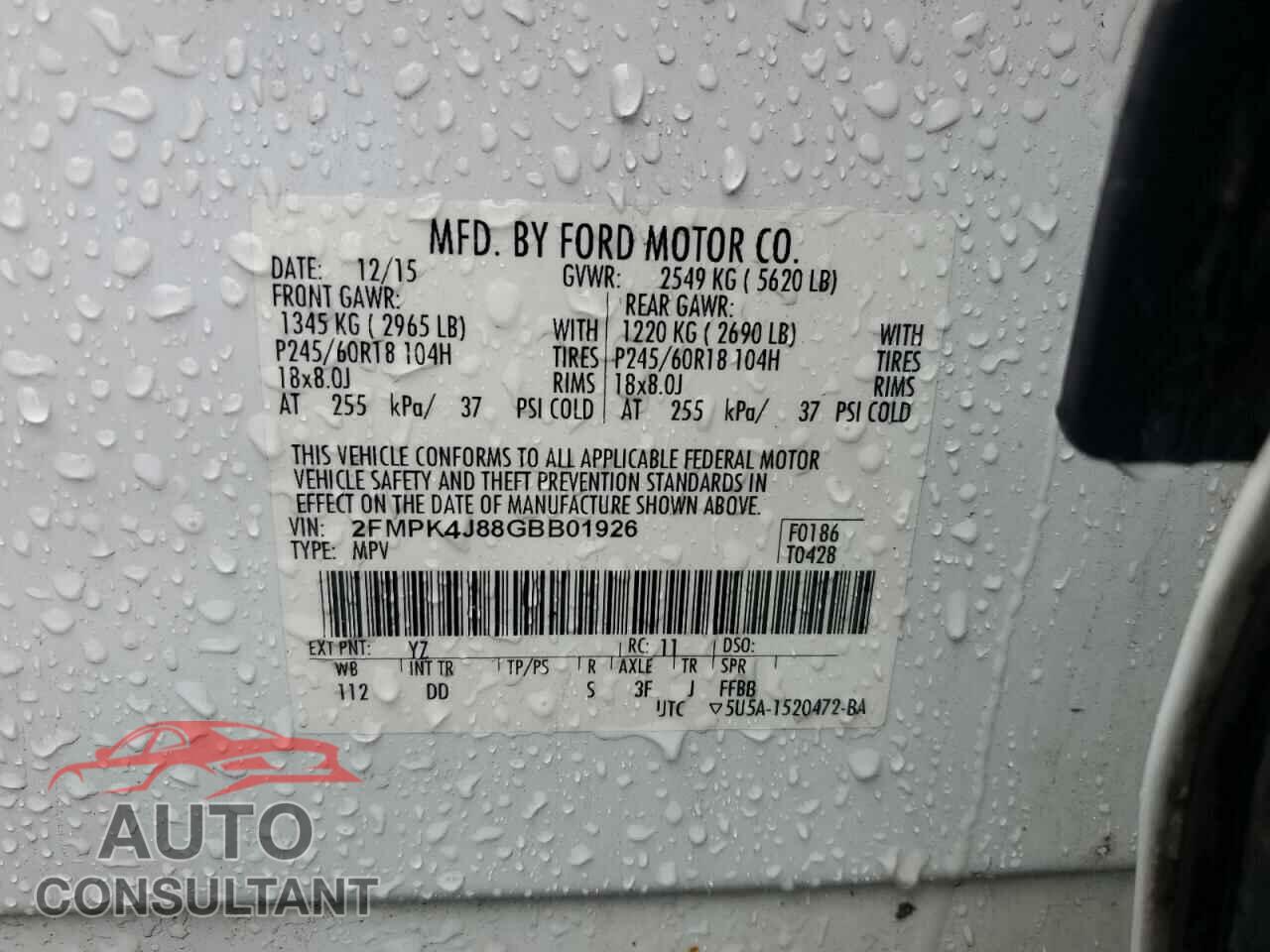 FORD EDGE 2016 - 2FMPK4J88GBB01926
