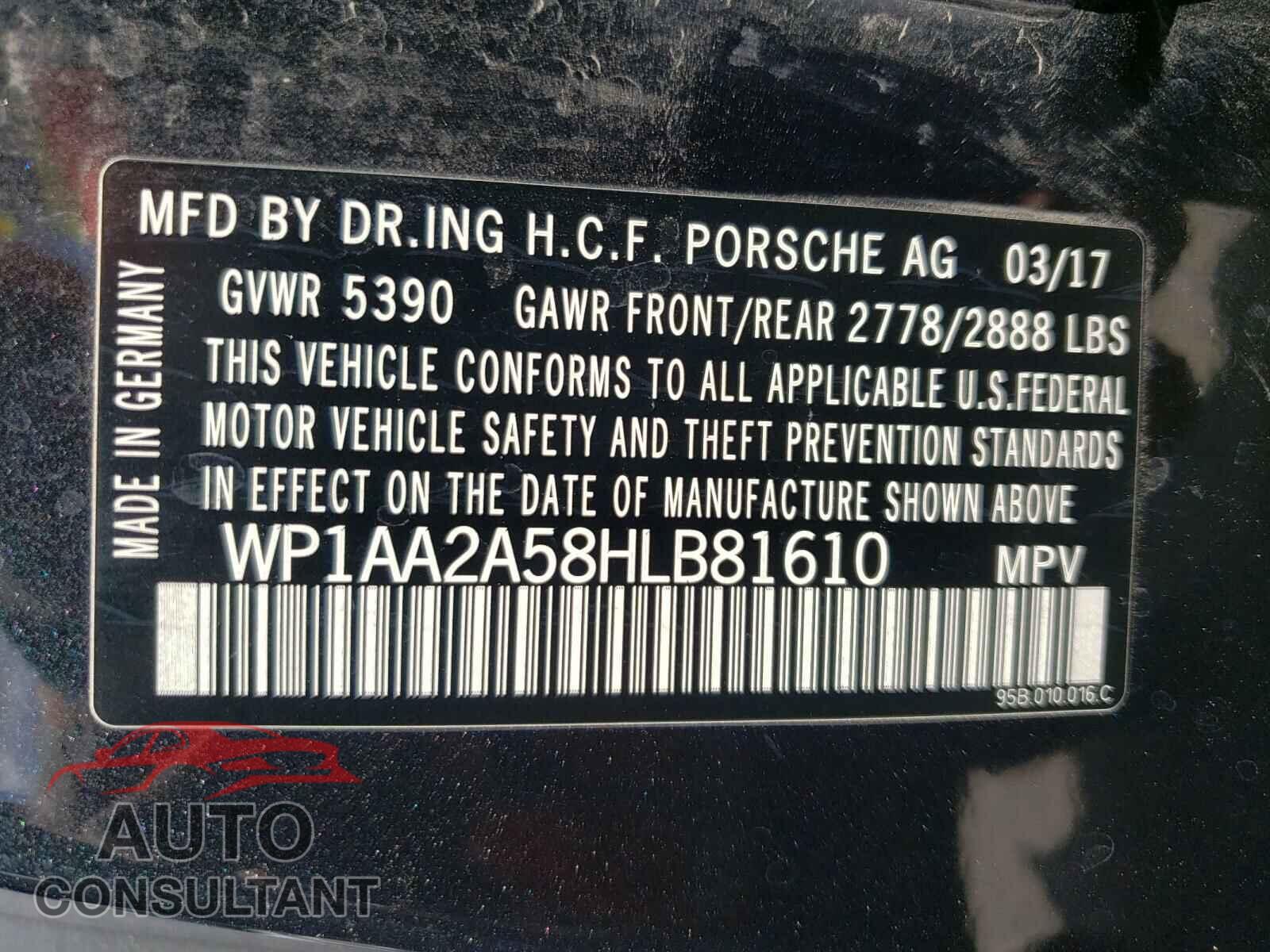 PORSCHE MACAN 2017 - WP1AA2A58HLB81610