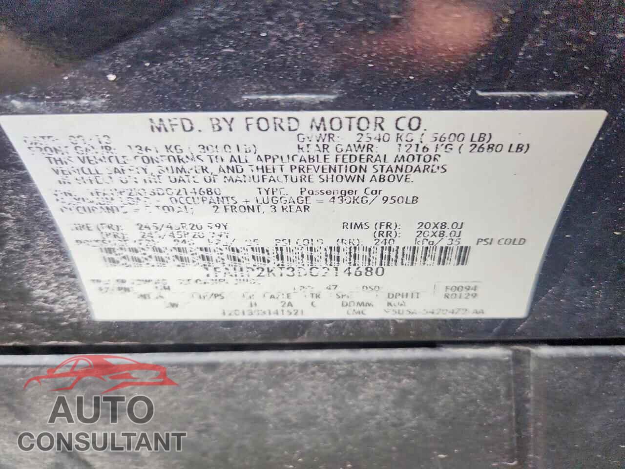 FORD TAURUS 2013 - 1FAHP2KT3DG214680
