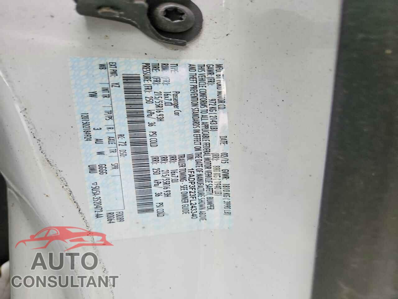 FORD FOCUS 2015 - 1FADP3F23FL243340