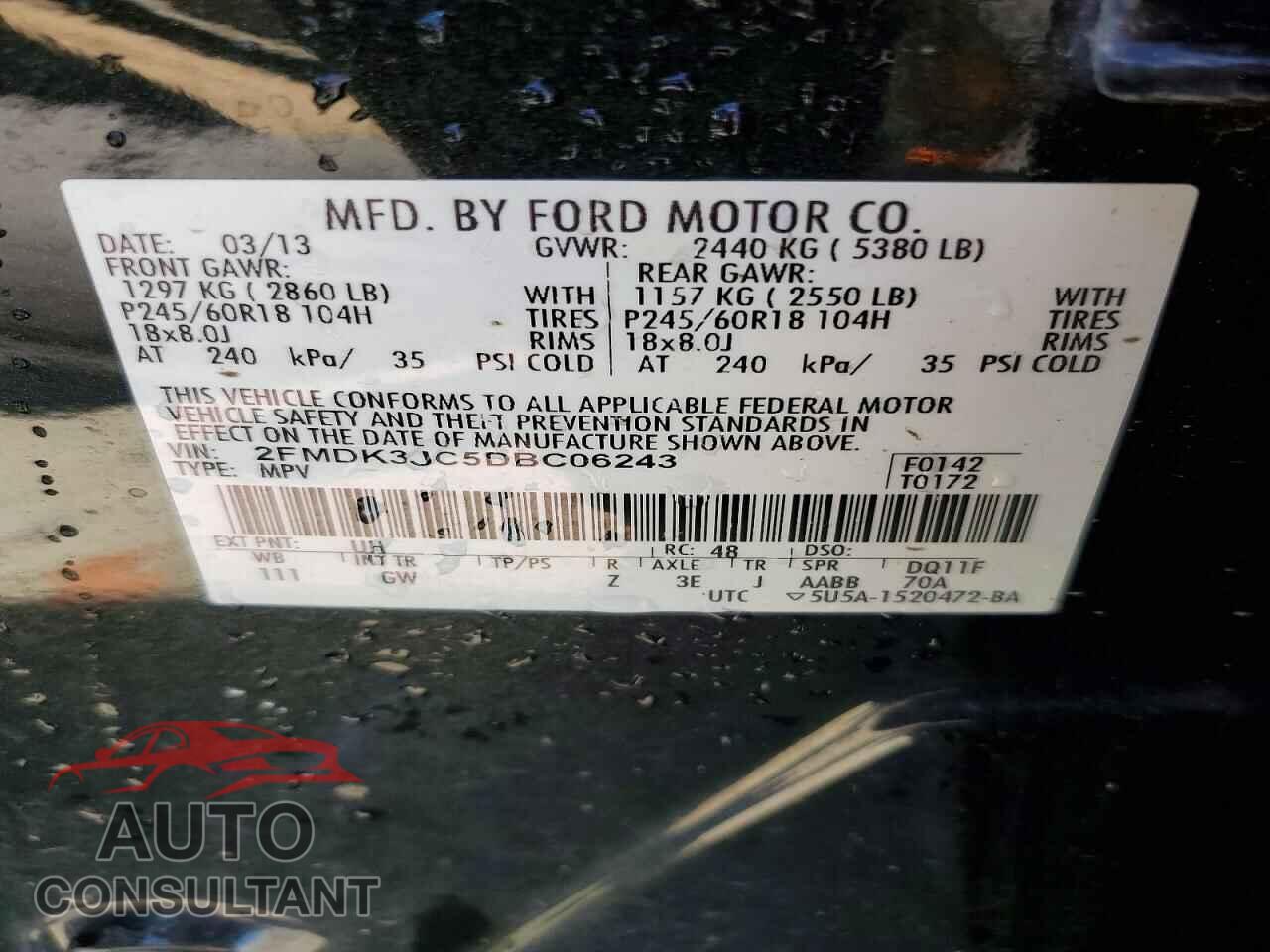 FORD EDGE 2013 - 2FMDK3JC5DBC06243