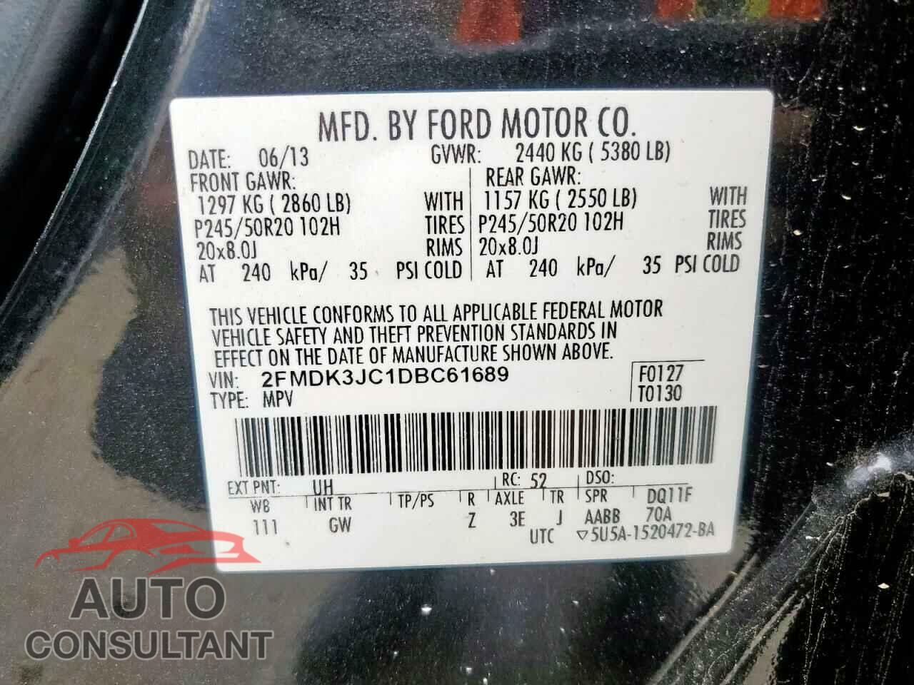 FORD EDGE 2013 - 2FMDK3JC1DBC61689