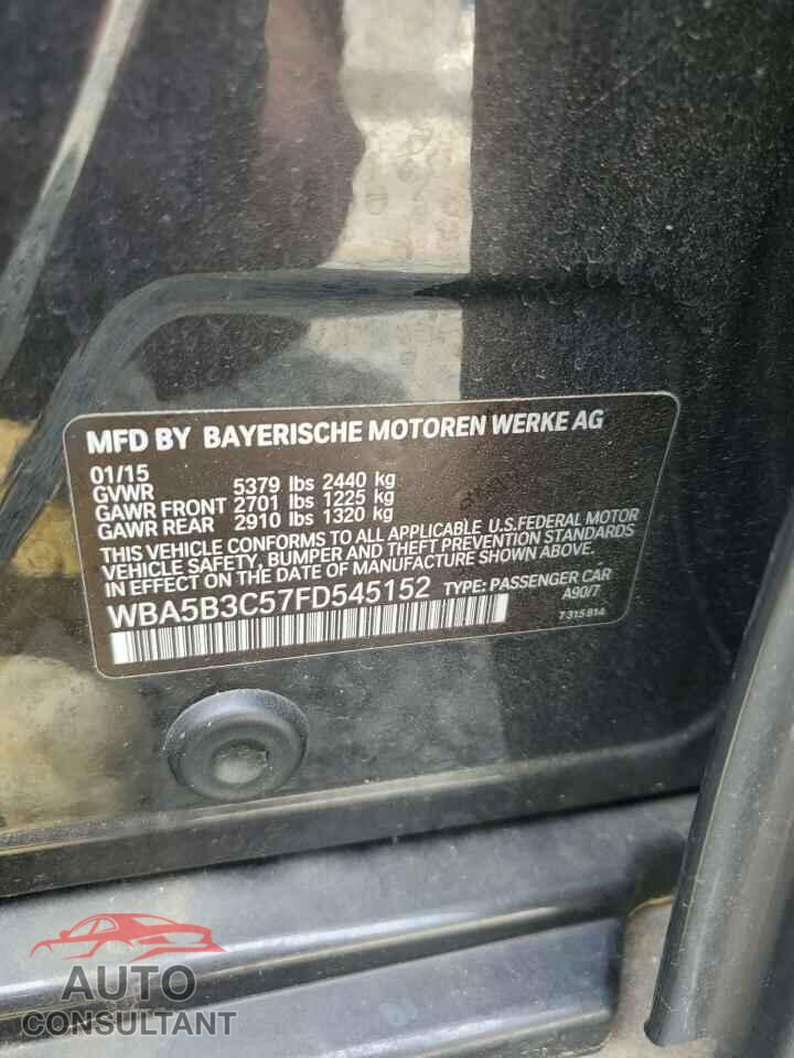 BMW 5 SERIES 2015 - WBA5B3C57FD545152