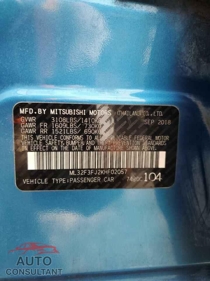 MITSUBISHI MIRAGE 2019 - ML32F3FJ2KHF02057
