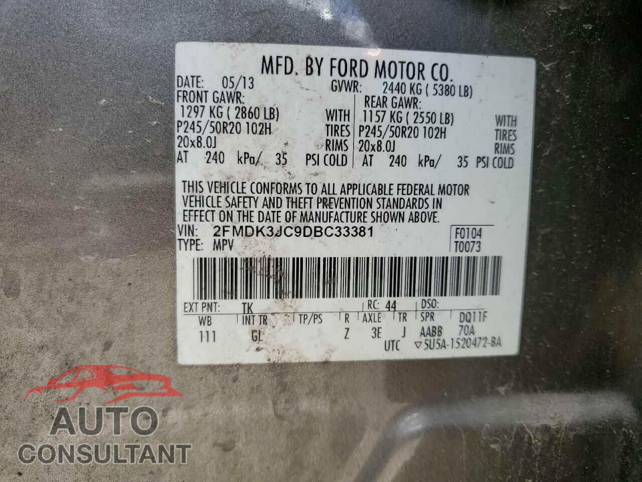 FORD EDGE 2013 - 2FMDK3JC9DBC33381