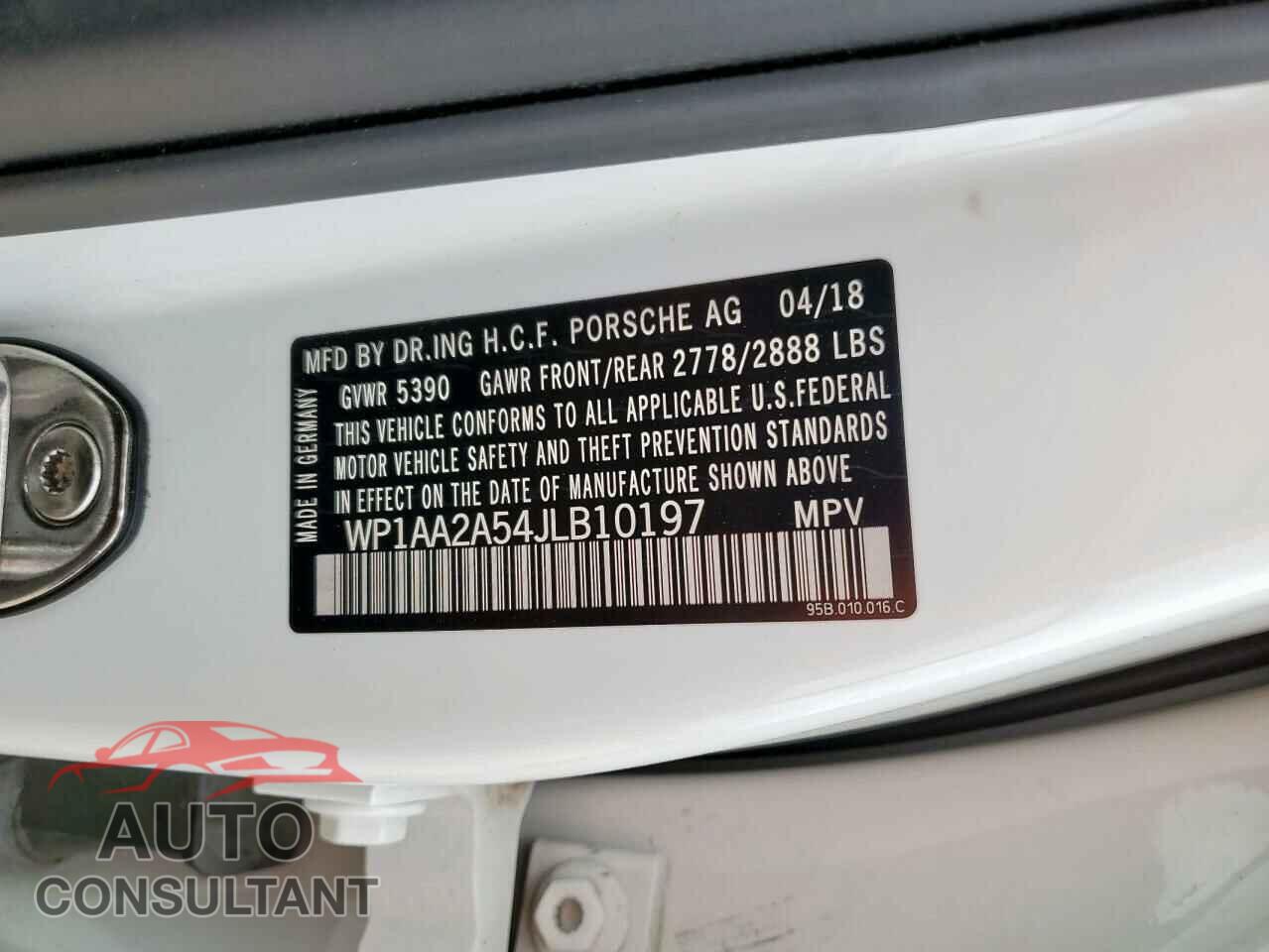 PORSCHE MACAN 2018 - WP1AA2A54JLB10197
