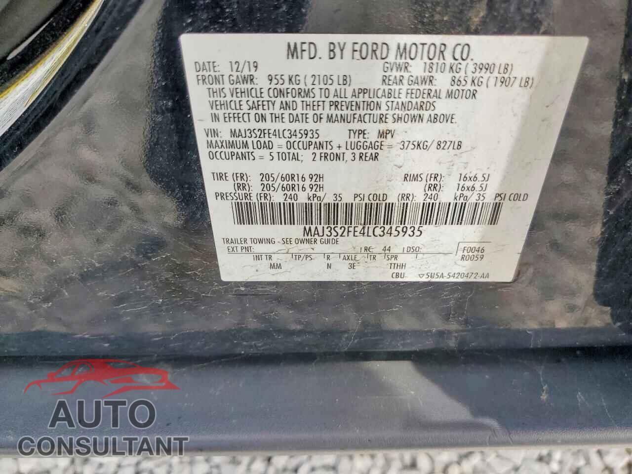 FORD ECOSPORT 2020 - MAJ3S2FE4LC345935