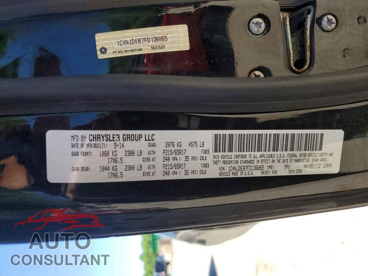 JEEP COMPASS 2015 - 1C4NJDEB7FD136065