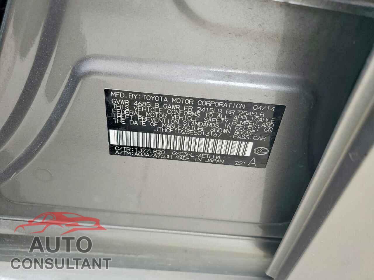 LEXUS IS 2014 - JTHCF1D23E5013167